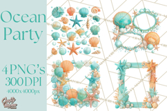 Under the Sea Birthday Party Clipart, Ocean Celebration Png Product Image 1