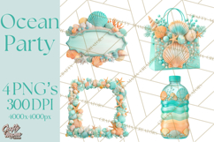 Under the Sea Birthday Party Clipart, Ocean Celebration Png Product Image 1