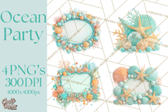 Under the Sea Birthday Party Clipart, Ocean Celebration Png Product Image 1