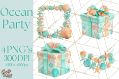 Under the Sea Birthday Party Clipart, Ocean Celebration Png Product Image 1