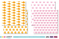 Ocean themed printable paper with fish and turtle designs