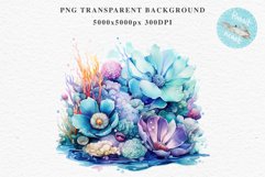 Ocean Sea Coral Nautical Seascape Undersea World Fish PNG Art Watercolor Transparent wedding invitation shirt designs sublimation printable bloom