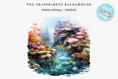 Ocean Sea Coral Nautical Seascape Undersea World Fish PNG Art Watercolor Transparent wedding invitation shirt designs sublimation printable bloom
