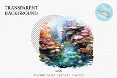 Ocean Sea Coral Nautical Seascape Undersea World Fish PNG Art Watercolor Transparent wedding invitation shirt designs sublimation printable bloom