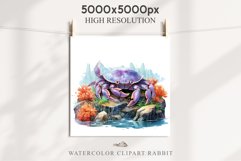 Ocean Sea Life Nautical Seascape Crab Undersea World PNG Art Watercolor Transparent wedding invitation shirt designs sublimation printable bloom architecture