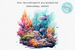 Ocean Sea Life Nautical Seascape Fish Undersea World PNG Art Watercolor Transparent wedding invitation shirt designs sublimation printable bloom