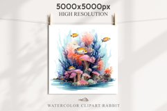 Ocean Sea Life Nautical Seascape Fish Undersea World PNG Art Watercolor Transparent wedding invitation shirt designs sublimation printable bloom