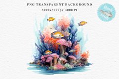Ocean Sea Life Nautical Seascape Fish Undersea World PNG Art Watercolor Transparent wedding invitation shirt designs sublimation printable bloom