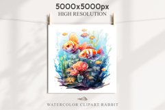 Ocean Sea Life Nautical Seascape Fish Undersea World PNG Art Watercolor Transparent wedding invitation shirt designs sublimation printable bloom