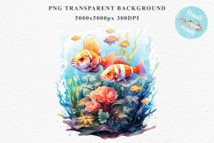 Ocean Sea Life Nautical Seascape Fish Undersea World PNG Art Watercolor Transparent wedding invitation shirt designs sublimation printable bloom