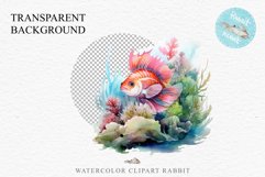 Ocean Sea Life Nautical Seascape Fish Undersea World PNG Art Watercolor Transparent wedding invitation shirt designs sublimation printable bloom