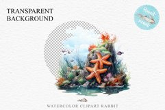 Ocean Sea Life Nautical Seascape Starfish Undersea World PNG Art Watercolor Transparent wedding invitation shirt designs sublimation printable bloom