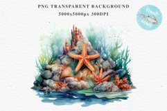 Ocean Sea Life Nautical Seascape Starfish Undersea World PNG Art Watercolor Transparent wedding invitation shirt designs sublimation printable bloom