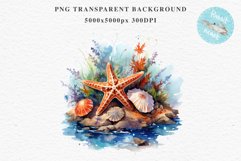 Ocean Sea Life Nautical Seascape Starfish Undersea World PNG Art Watercolor Transparent wedding invitation shirt designs sublimation printable bloom