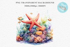 Ocean Sea Life Nautical Seascape Starfish Undersea World PNG Art Watercolor Transparent wedding invitation shirt designs sublimation printable bloom