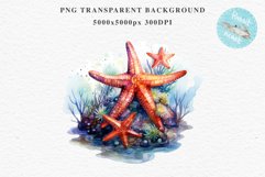 Ocean Sea Life Nautical Seascape Starfish Undersea World PNG Art Watercolor Transparent wedding invitation shirt designs sublimation printable bloom architecture