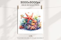 Ocean Sea Life Nautical Seascape Starfish Undersea World PNG Art Watercolor Transparent wedding invitation shirt designs sublimation printable bloom
