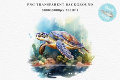 Ocean Sea Turtle Life Nautical Seascape Undersea World Fish PNG Art Watercolor Transparent wedding invitation shirt designs sublimation printable bloom