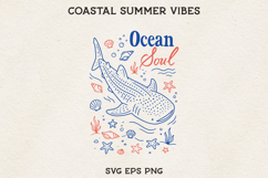 Whale Shark Ocean Illustration, Coastal Marine Life Design Product Image 1