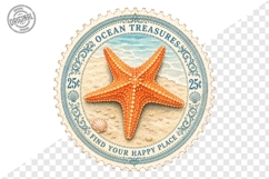 Ocean Treasures Starfish Vintage Stamp PNG Clipart Product Image 1