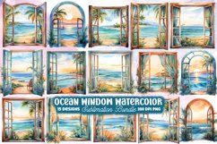 Ocean Window Watercolor Clipart Bundle, Ocean Window Watercolor Clipart, Ocean Window Watercolor Bundle, Retro Beach Heart Watercolor Clipart, Ocean Window Clipart, Landscape, Landscape Window, Beach, Beach Clipart, Vintage Window, Ocean, Ocean Design, Oc