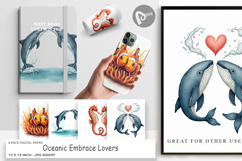 Oceanic Embrace Lovers Digital Paper Product Image 1