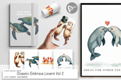 Oceanic Embrace Lovers Digital Paper Product Image 1