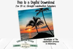 20 oz Skinny Tumbler Sublimation - Ocean Palm Tree Beach Product Image 2