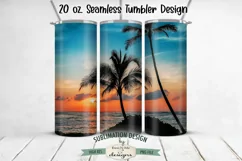 20 oz Skinny Tumbler Sublimation - Ocean Palm Tree Beach Product Image 1