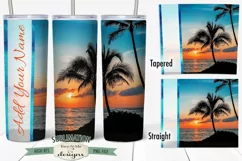 20 oz Skinny Tumbler Sublimation | Ocean Palm Tree | Beach Product Image 1