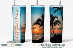 20 oz Skinny Tumbler Sublimation | Ocean Palm Tree | Beach Product Image 2