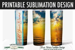 20 oz Skinny Tumbler Sublimation | Ocean Sunrise | Beach Product Image 3