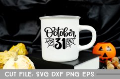 October 31, Hand Lettered Halloween with spiderwebs SVG Product Image 2