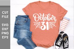 October 31, Hand Lettered Halloween with spiderwebs SVG Product Image 3