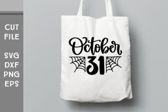 October 31, Hand Lettered Halloween with spiderwebs SVG Product Image 4