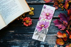 Floral Bookmark, October Bookmark, Cosmos Flowers Bookmark Product Image 3