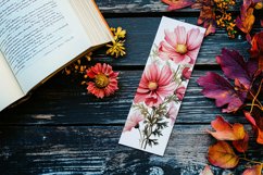 Floral Bookmark, October Bookmark, Cosmos Flowers Bookmark Product Image 4