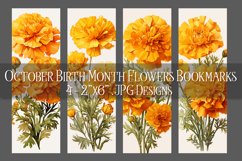 Floral Bookmark, October Bookmark, Marigold Flowers Bookmark Product Image 1