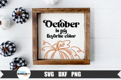 Cute pumpkin sign cut file with October quote shown on a wood sign
