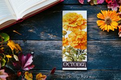 Floral Bookmark, October Bookmark, Marigold Flowers Bookmark Product Image 2