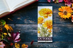 Floral Bookmark, October Bookmark, Marigold Flowers Bookmark Product Image 3