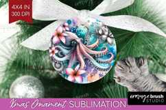 Octopus Floral Ornament PNG Tropical PNG Sublimation Product Image 1