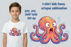 T-shirt kids funny octopus sublimation Product Image 1