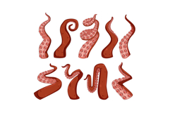 Octopus tentacles set illustrating undersea creature fantasy Product Image 1