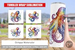 Tumbler Sublimation Wrap Octopus Watercolor Product Image 1