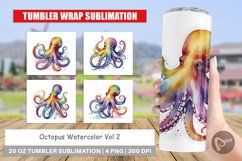 Tumbler Sublimation Wrap Octopus Watercolor Product Image 1