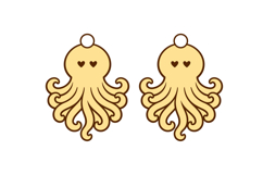 Octopus Earrings with Engraving Heart Laser Cut Template Product Image 2