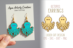 Octopus Earrings with Engraving Heart Laser Cut Template Product Image 1