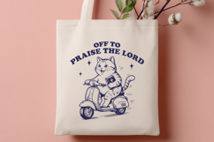 Off to Praise the Lord SVG PNG Cute Christian Cat Design Product Image 3