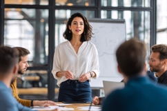 Business woman presenting to team in modern office, collabor Product Image 1